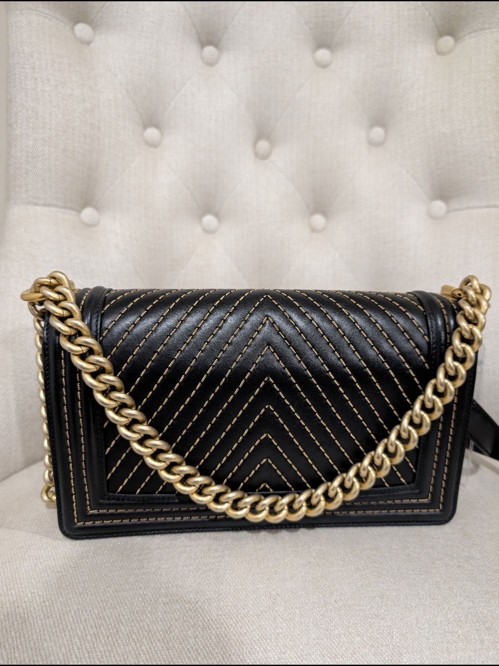 CHANEL Black Chevron Quilted Shoulder Bag Karl lagerfeld Edition - Picture 4 of 10